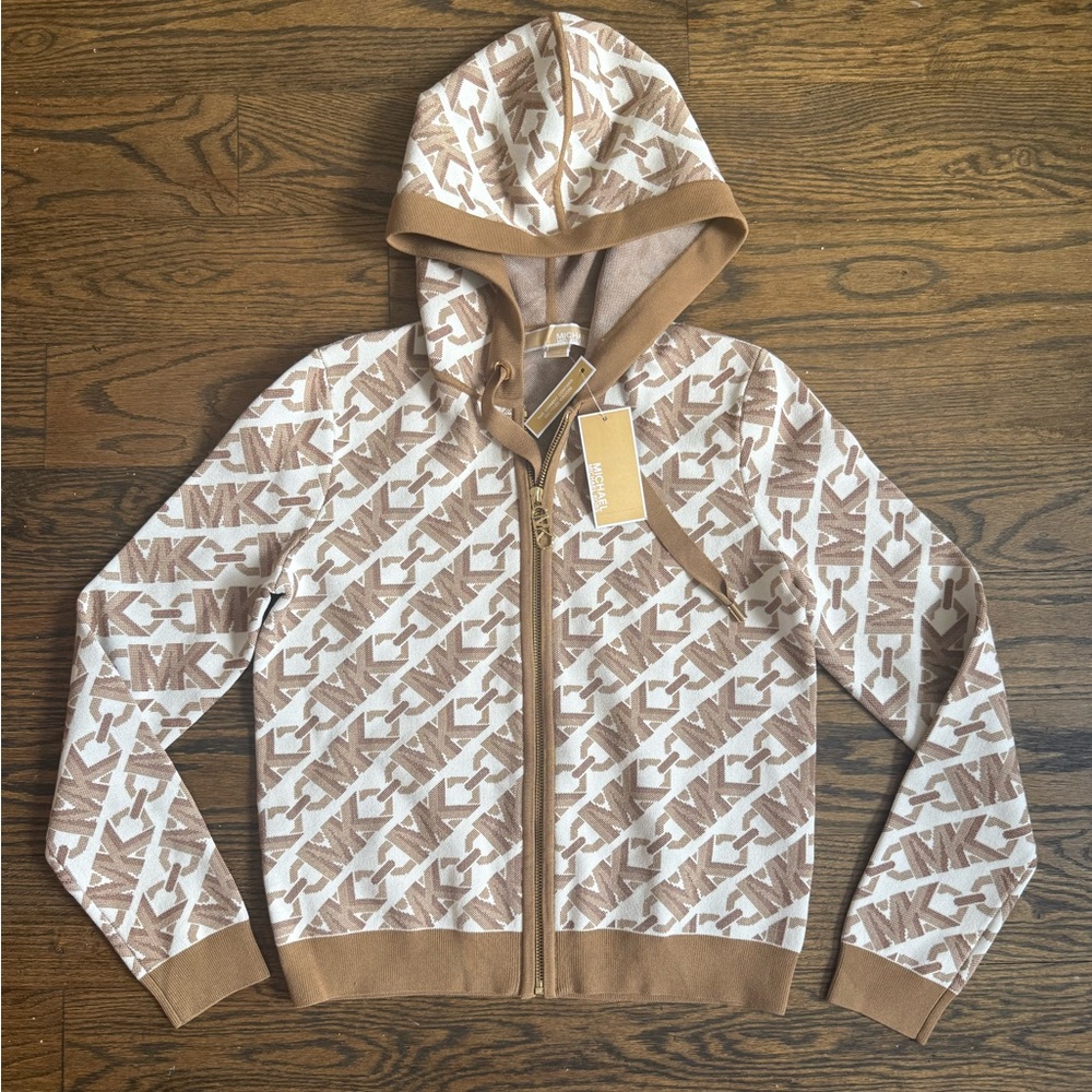 Michael Kors Tan and Cream Logo Hoodie